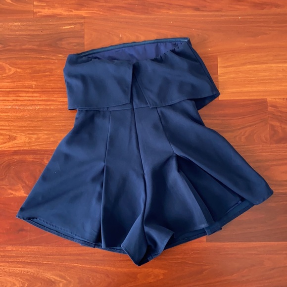 Navy Blue Strapless Romper - Size Small - Picture 2 of 3